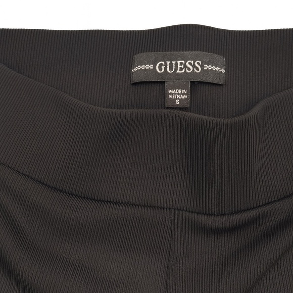 GUESS Women’s Black Ribbed Flare Pants Size S – Stretch High Waist Trousers - Picture 4 of 4